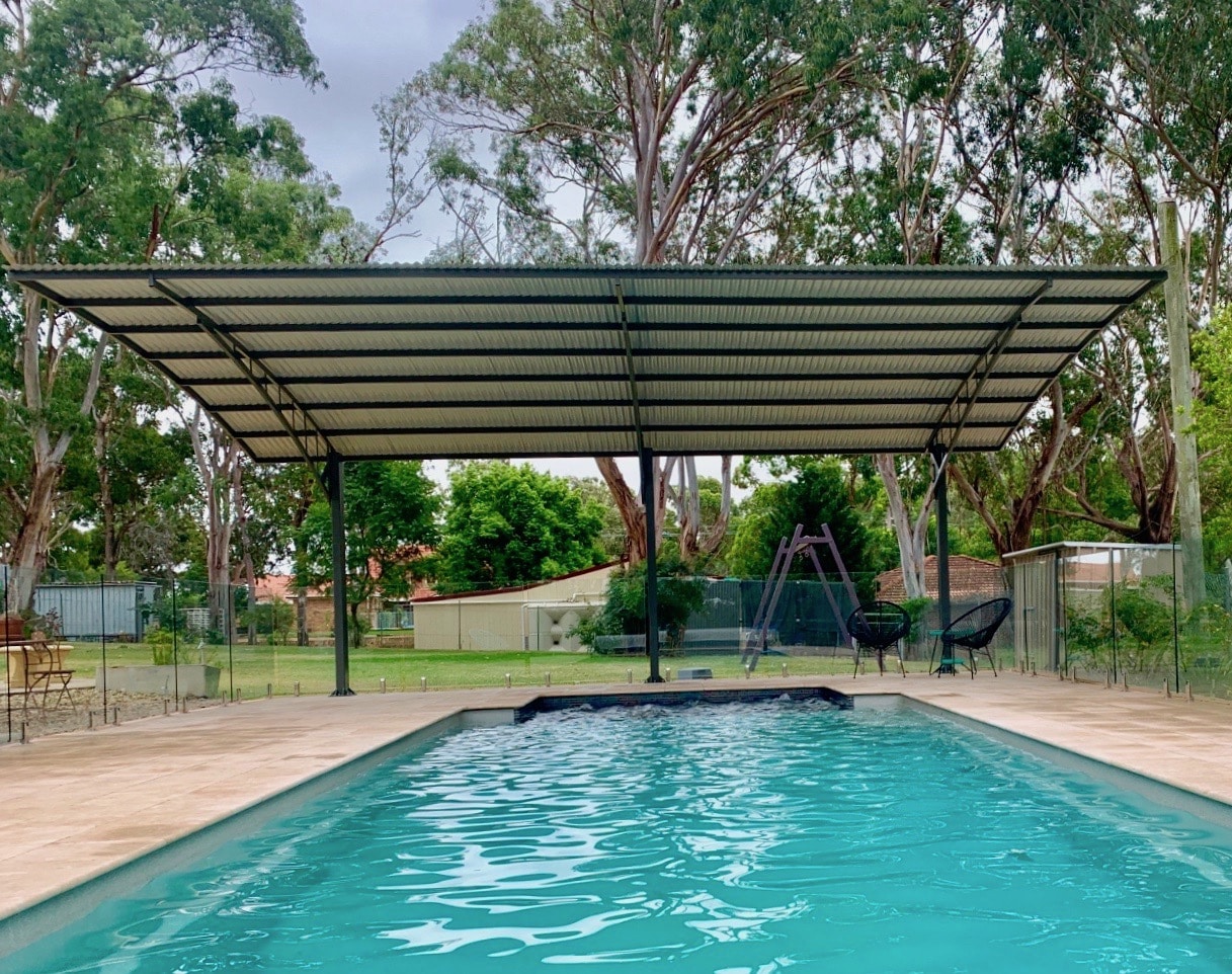 Large pool shade covering